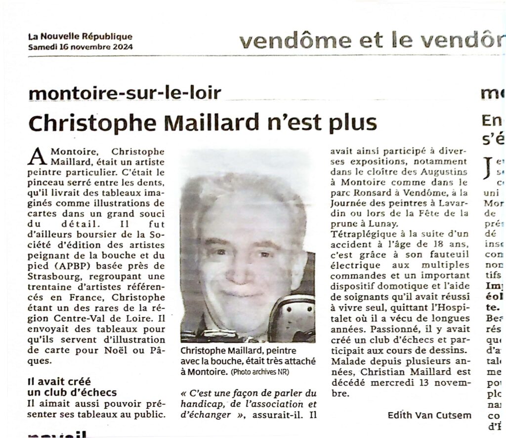 Le créateur du club de Montoire Christophe Maillard est décédé en ce mercredi 13 novembre.